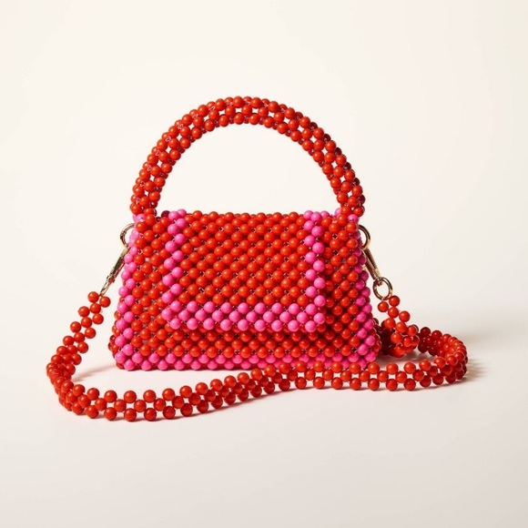 kate spade Handbags - New kate spade x Target Red & Pink
Colorblock Beaded Crossbody Bag